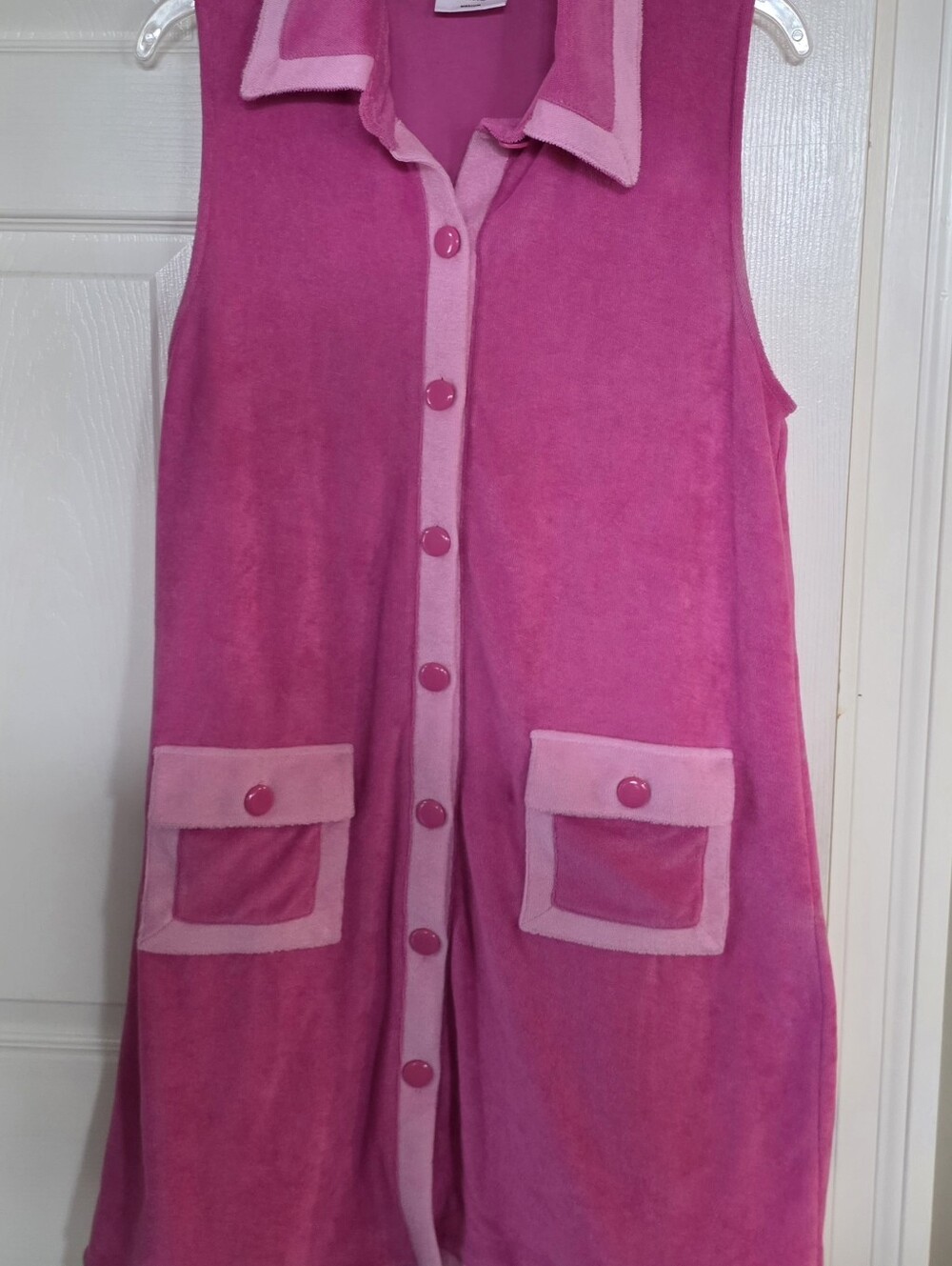 Atlantic Pacific X Lake Darcy Terry Cloth Sleeveless Dress Pink Lychee Medium - Picture 2 of 13